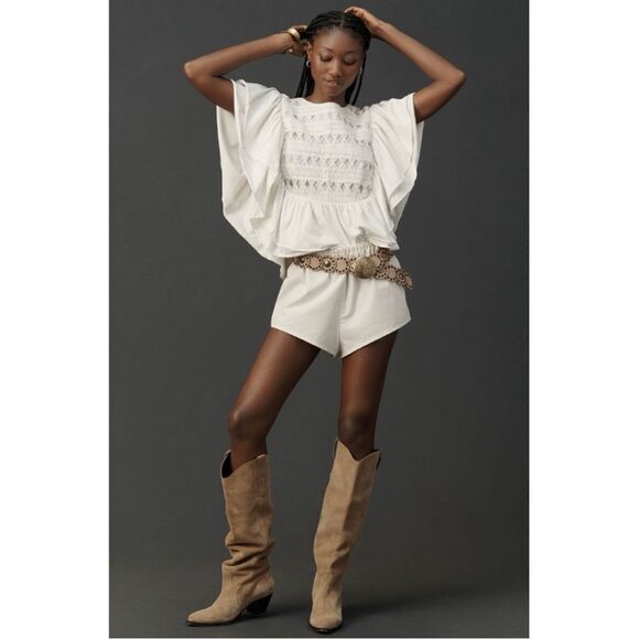 Anthropologie Pants - NEW By Anthropologie White Linen Pull-On Tap Cheeky Shorts X-Small or Medium